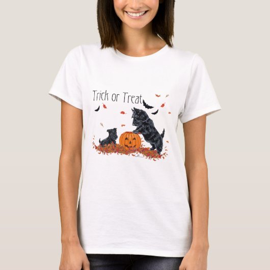 スコッティー お父さんと子犬のハロウィン Tシャツ (正面)