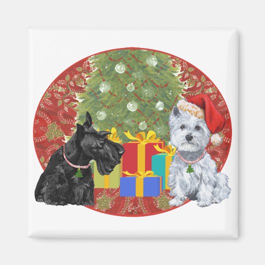 スコッティー＆ウェスティーのクリスマス マグネット (正面)