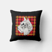 スコッティ犬の白い赤い格子模様スコッティのヴィンテージのイメージ クッション (裏面)