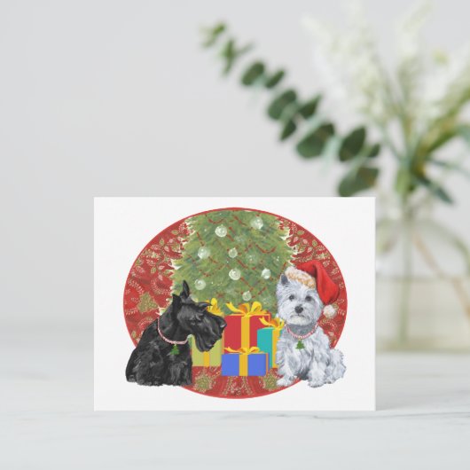 スコッティ&ウェスティのクリスマス シーズンポストカード (スタンド正面)