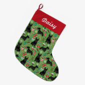 スコッティ·クリスマス·ストッキング·スコティッシュ·テリア·デザイン ラージクリスマスストッキング (正面 (吊り時))