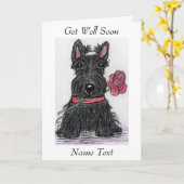 スコッティ·ドッグが早くカード友達になる カード (黄色い花)