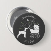 スコッティ·ドッグ·ベイビー·シャワーワンピー·スコティッシュ·テリア·グレー 缶バッジ (正面&裏面)