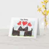 スコットアイドッグスコティッシュテリアアート誕生日カード カード (黄色い花)