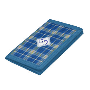 スコットカスタムランドの旗色タータンチェックの格子模様： ナイロン三つ折りウォレット