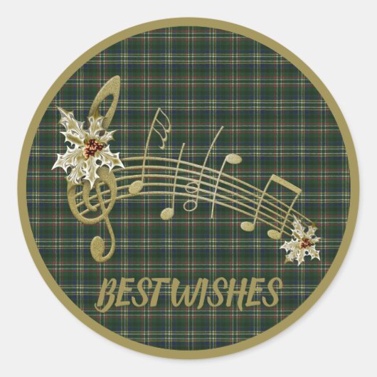 スコットグリーンモダンオリジナルスコットランドタータンチェック ラウンドシール (正面)