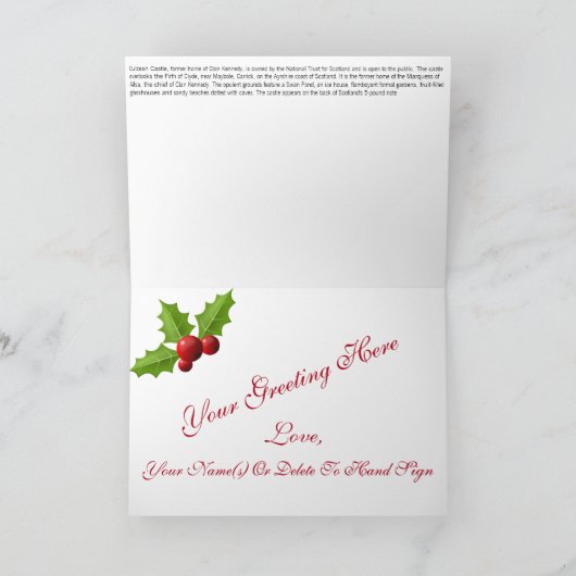 スコットケネディ氏のカルゼアン城クリスマスカード シーズンカード (内部)