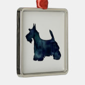 スコットティテリアブラックウォーターカラーシルエット メタルオーナメント (右)