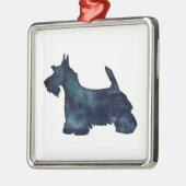スコットティテリアブラックウォーターカラーシルエット メタルオーナメント (左)