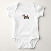 スコットティテリア幾何学的パターンシルエットプレイド ベビーボディスーツ (正面)