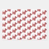 スコットドッグシルエットレッドウメリーォーフマス ラッピングペーパーシート (正面3)