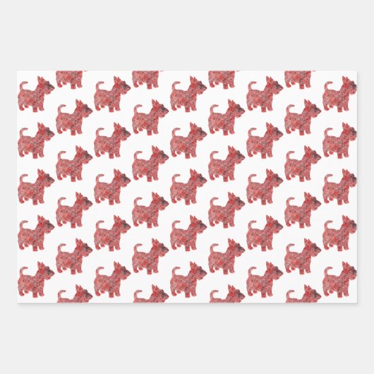 スコットドッグシルエットレッドウメリーォーフマス ラッピングペーパーシート (正面3)