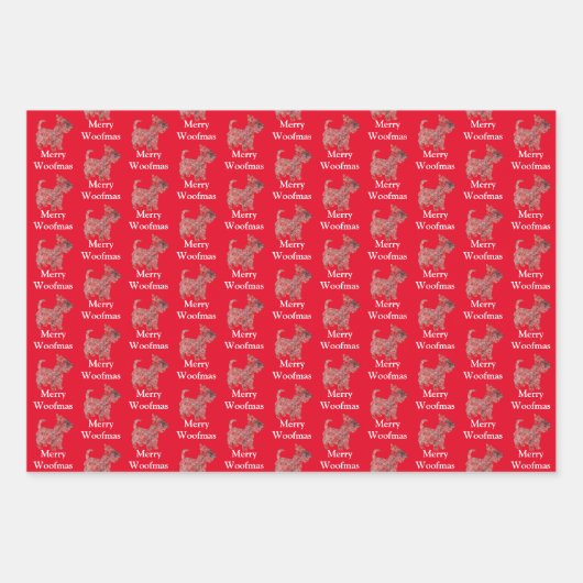 スコットドッグシルエットレッドウメリーォーフマス ラッピングペーパーシート (正面)
