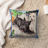 スコットドッグズブラックキアンドホワイト魚釣りプリント クッション (ブランケット)