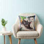 スコットドッグズブラックキアンドホワイト魚釣りプリント クッション (椅子)