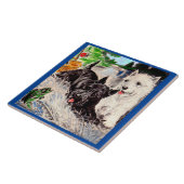 スコットドッグズブラックキアンドホワイト魚釣り タイル (側面)