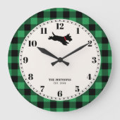 スコットドッグプレイド名前をカスタムするグリーン ラージ壁時計 (正面)