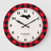 スコットドッグプレイド名前をカスタムするレッド ラージ壁時計 (正面)