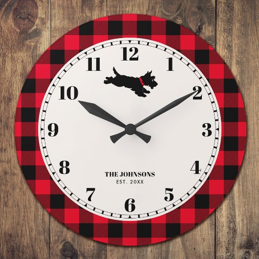 スコットドッグプレイド名前をカスタムするレッド ラージ壁時計