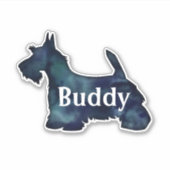 スコットドッグ黒水色シルエット文字 シール (正面)