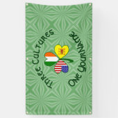 スコットライオンアイリッシュUSAフラッグスシャムロックパーソナライズされた 横断幕 (縦)