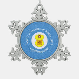 スコットライオンラパントエンジェルハヌカーパーソナライズされた国旗 スノーフレークピューターオーナメント