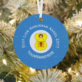 スコットライオンラパントエンジェルハヌカーパーソナライズされた国旗 メタルオーナメント