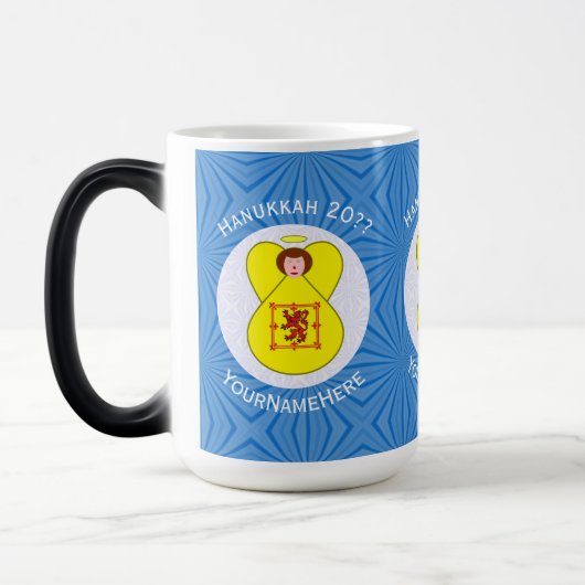 スコットライオンラパントエンジェルハヌカーパーソナライズされた国旗 モーフィングマグカップ (左)