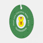 スコットライオンラパンフラッグクリスマスエンジェル年名 メタルオーナメント (正面左)