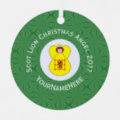 スコットライオンラパンフラッグクリスマスエンジェル年名 メタルオーナメント (正面)