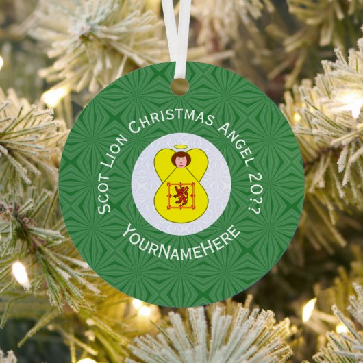 スコットライオンラパンフラッグクリスマスエンジェル年名 メタルオーナメント (インサイチュ)