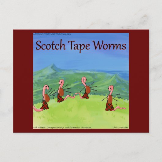 スコットランドおもしろいからのリック・ロンドン・ワーム漫画 ポストカード (正面)