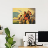 スコットランドでのゴルフ，ヴィンテージゴルフポスター ポスター (ホームオフィス)