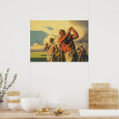 スコットランドでのゴルフ，ヴィンテージゴルフポスター ポスター (キッチン)