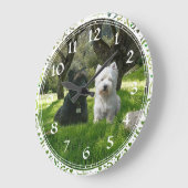 スコットランドとウェストハイランドテリアズグリーンウッド ラージ壁時計 (傾斜)