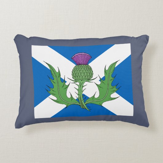 スコットランドのアザミとサルタイヤ アクセントクッション (正面)