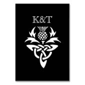 スコットランドのアザミのイニシャル-テーブルカード-黒 テーブルナンバー (裏面)