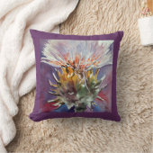 スコットランドのアザミの水彩画のファインアートの枕 クッション (ブランケット)