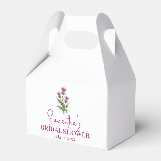 スコットランドのアザミの紫の花嫁シャワー フェイバーボックス (正面サイド)