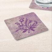 スコットランドのアザミの紫色のケルト結び目模様 スクエアペーパーコースター (アングル)