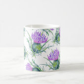 スコットランドのアザミの花の水色 コーヒーマグカップ (中央)