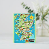 スコットランドのイラスト入りヴィンテージ ポストカード (スタンド正面)