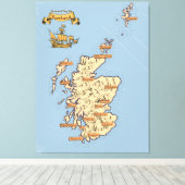 スコットランドのイラスト旅行地図 キャンバスプリント (インサイチュ (ウッドフロア))