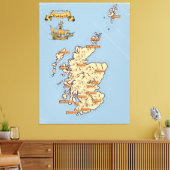 スコットランドのイラスト旅行地図 キャンバスプリント (インサイチュ (リビング))