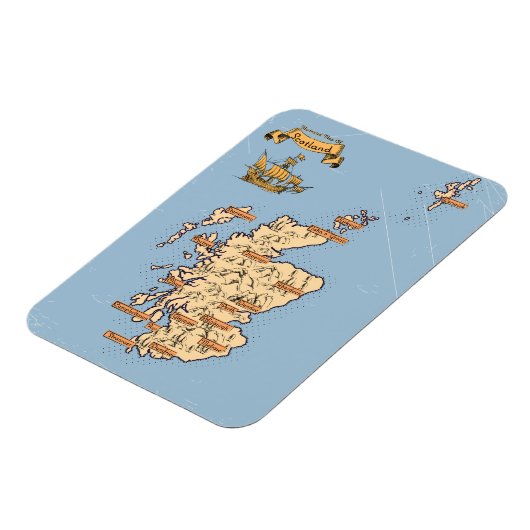 スコットランドのイラスト旅行地図 マグネット (左側)