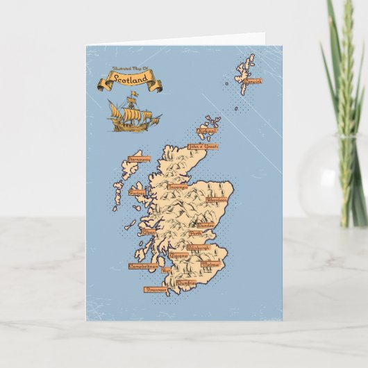 スコットランドのイラスト旅行地図 招待状 (正面)