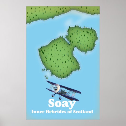 スコットランドのインナー・ヘブリディーズ諸島のソーエー島の地図 ポスター (正面)
