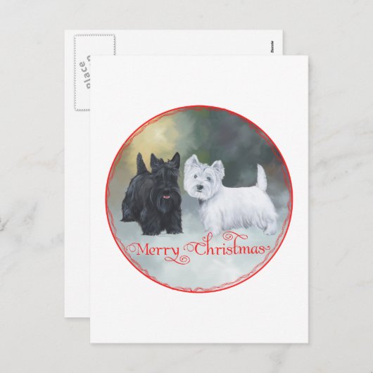 スコットランドのウェスティクリスマス シーズンポストカード (正面/裏面)
