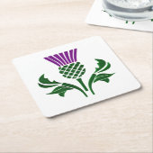 スコットランドのエンブレムアザミ スクエアペーパーコースター (アングル)