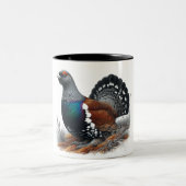 スコットランドのカペルカイリーはヒースに乗った。ペンとインク ツートーンマグカップ (中央)